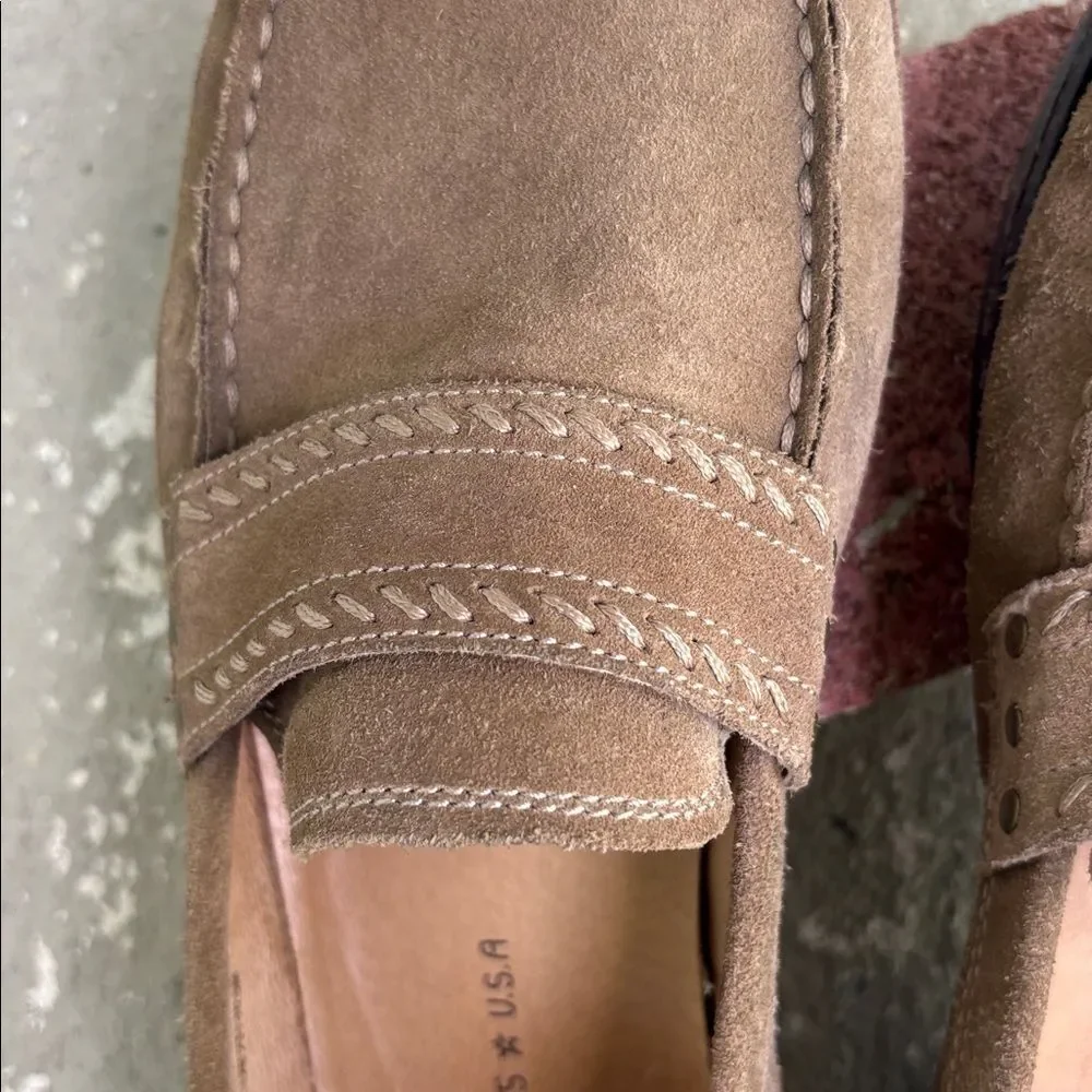 John Varvatos sandstone suede slip ons